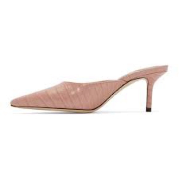 ZARA peachy pink crocodile skinned mule heel sz 40 - Picture 4 of 10